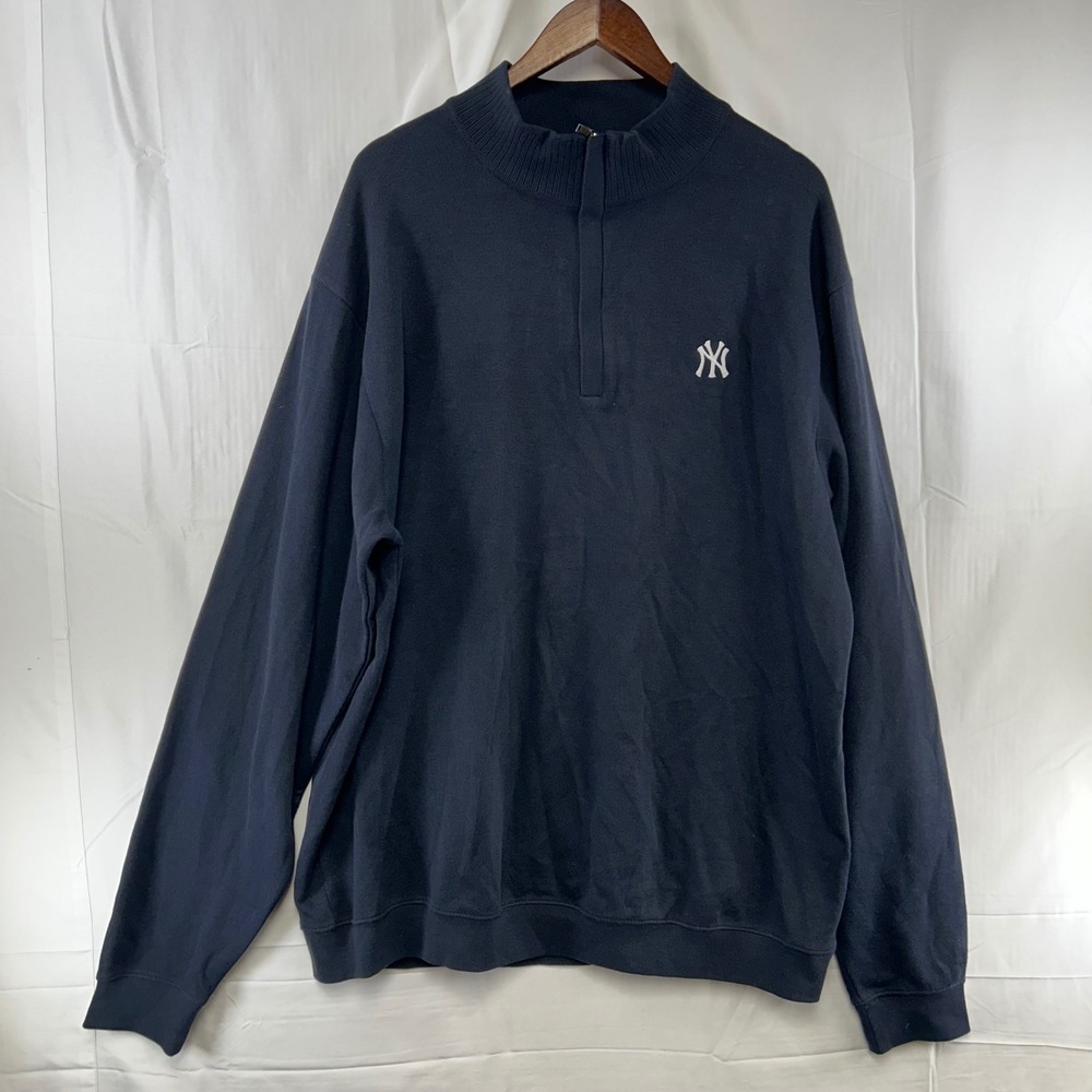 Cutter & Buck NY Yankees Pullover Mens XXXL Navy Blue Supima Cotton 1/4 Zip MLB